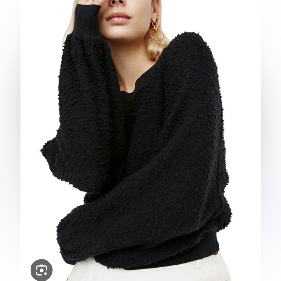 Free People Found My Friend Pullover Black Sz Small Cotton Blend Sweatshirt - Picture 5 of 13